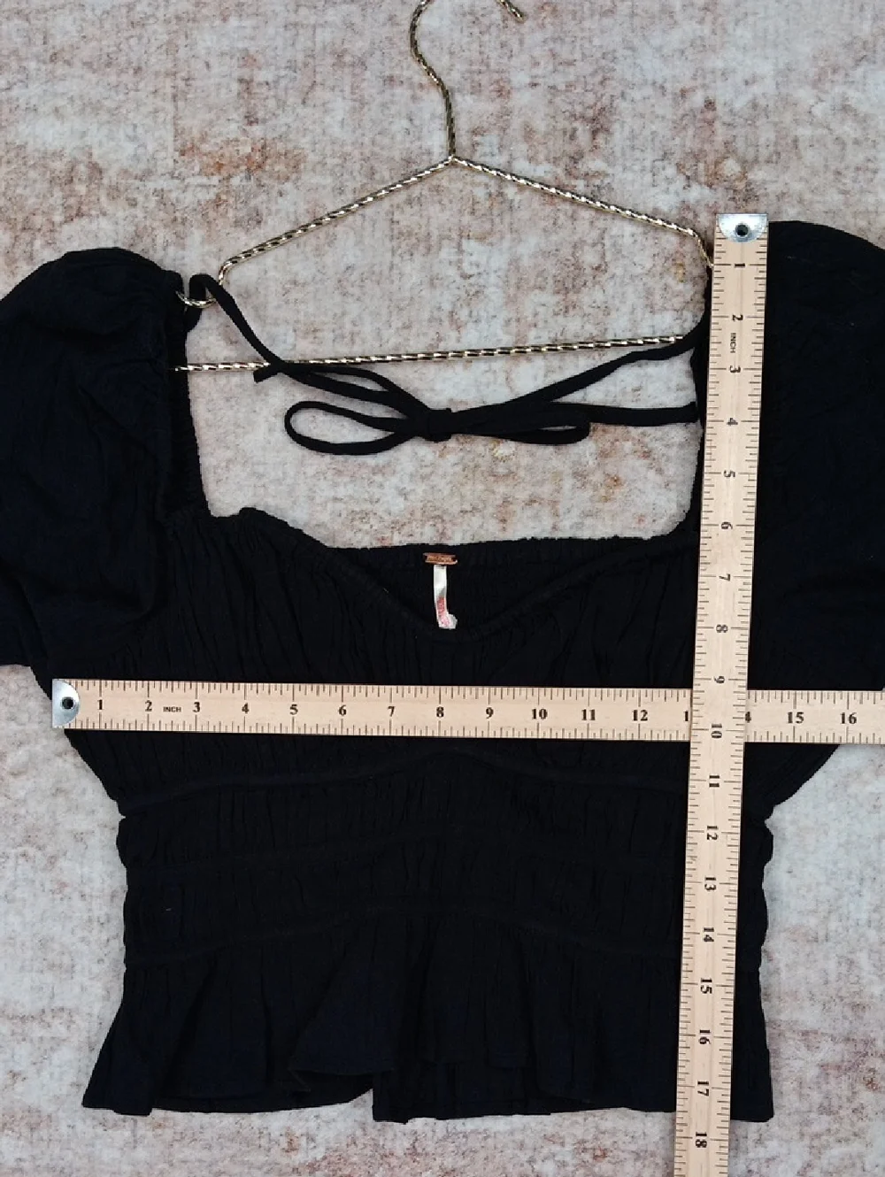 Free People Aurora Black Crop Long Sleeve Top